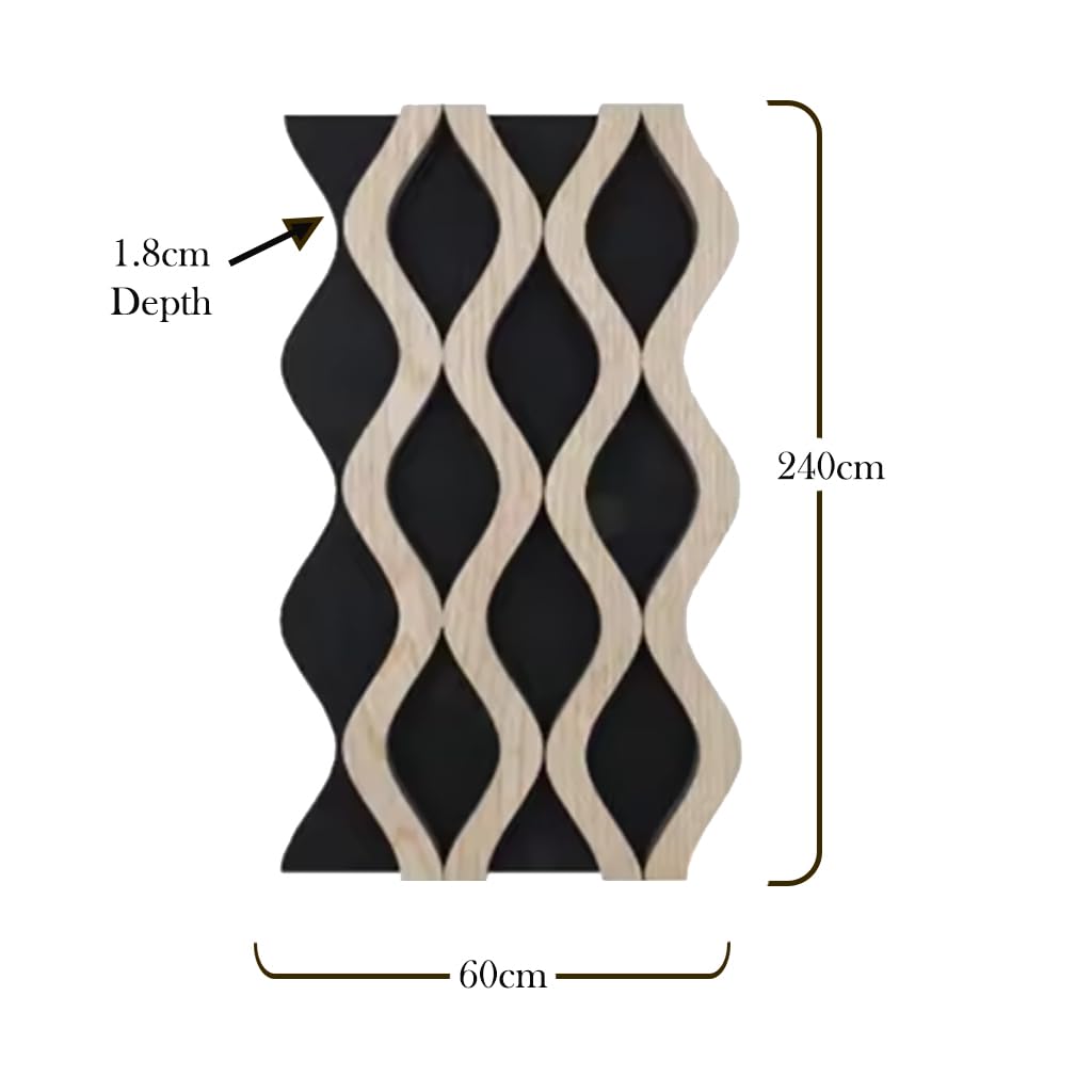 Wavy Acoustic Wall Panels – Dark Oak 3D Wood Effect Sound Absorbing Wall Cladding Panels – Decorative Wooden Slat Wall Panels for Living Room, Bedroom & Office (1 Pack, Covers 5.76m²)