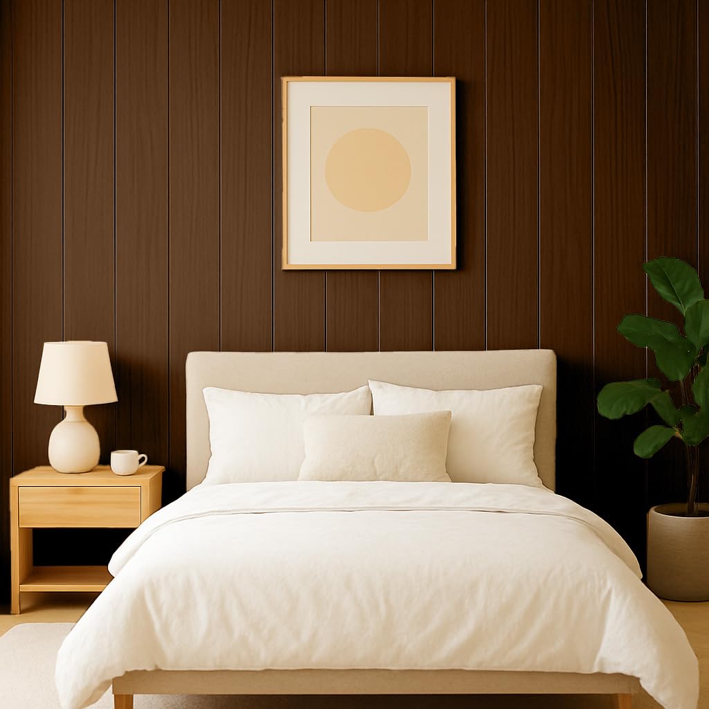 WPC Wood Effect Wall Panels – Flat Style Decorative Wall Cladding – Modern Wood-Texture Panels for Living Room & Bedroom