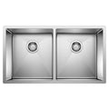 Blanco Radius R10 35" 50/50 Double Bowl Undermount Stainless Steel Kitchen Sink