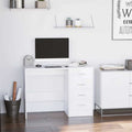 White Office Desk with 4 Drawers – Modern Home Office Workstation