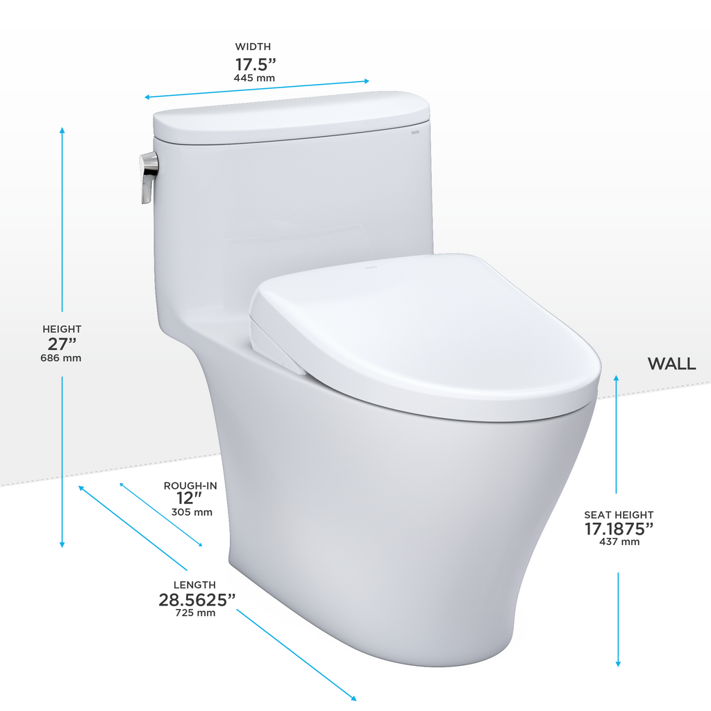 TOTO Washlet+ Nexus 1G One Piece Elongated 1.0 GPF Toilet with Auto Flush S7A Contemporary Bidet Seat