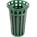 Outdoor Metal Waste Receptacle - 24 Gallon Green