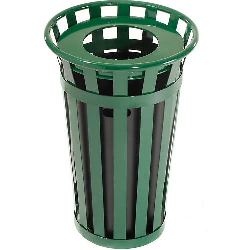 Outdoor Metal Waste Receptacle - 24 Gallon Green
