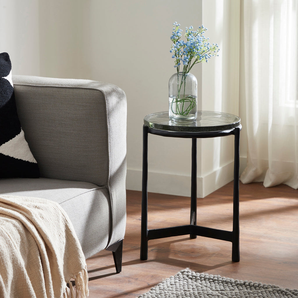 Renwil Avila Indoor Cast Aluminum Side Table - Black