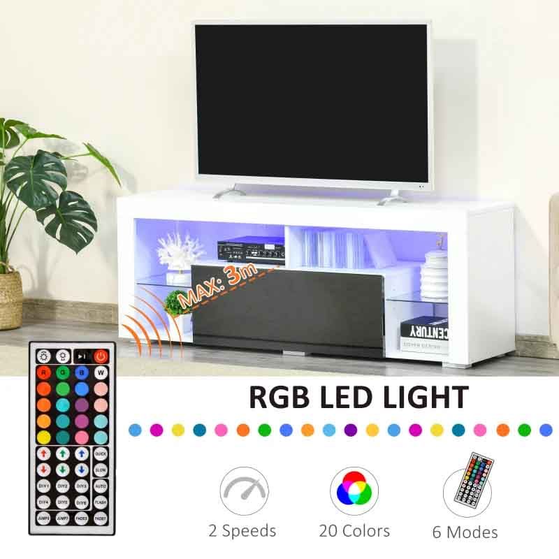 Black and White High Gloss TV Stand Cabinet with LED Lights – Modern Media Unit for Contemporary Living Rooms