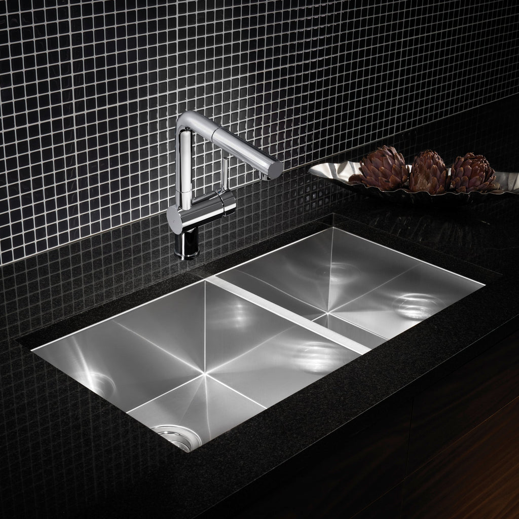 Blanco Quatrus R0 33" 60/40 Double Bowl Undermount Stainless Kitchen Sink