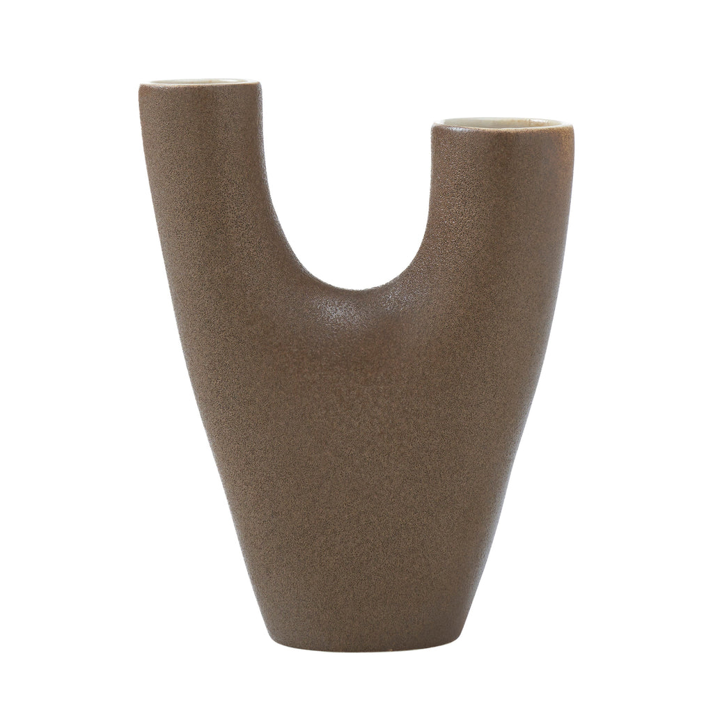 Renwil Garnier Indoor Ceramic Stoneware Small Vase - Te xtured Brown