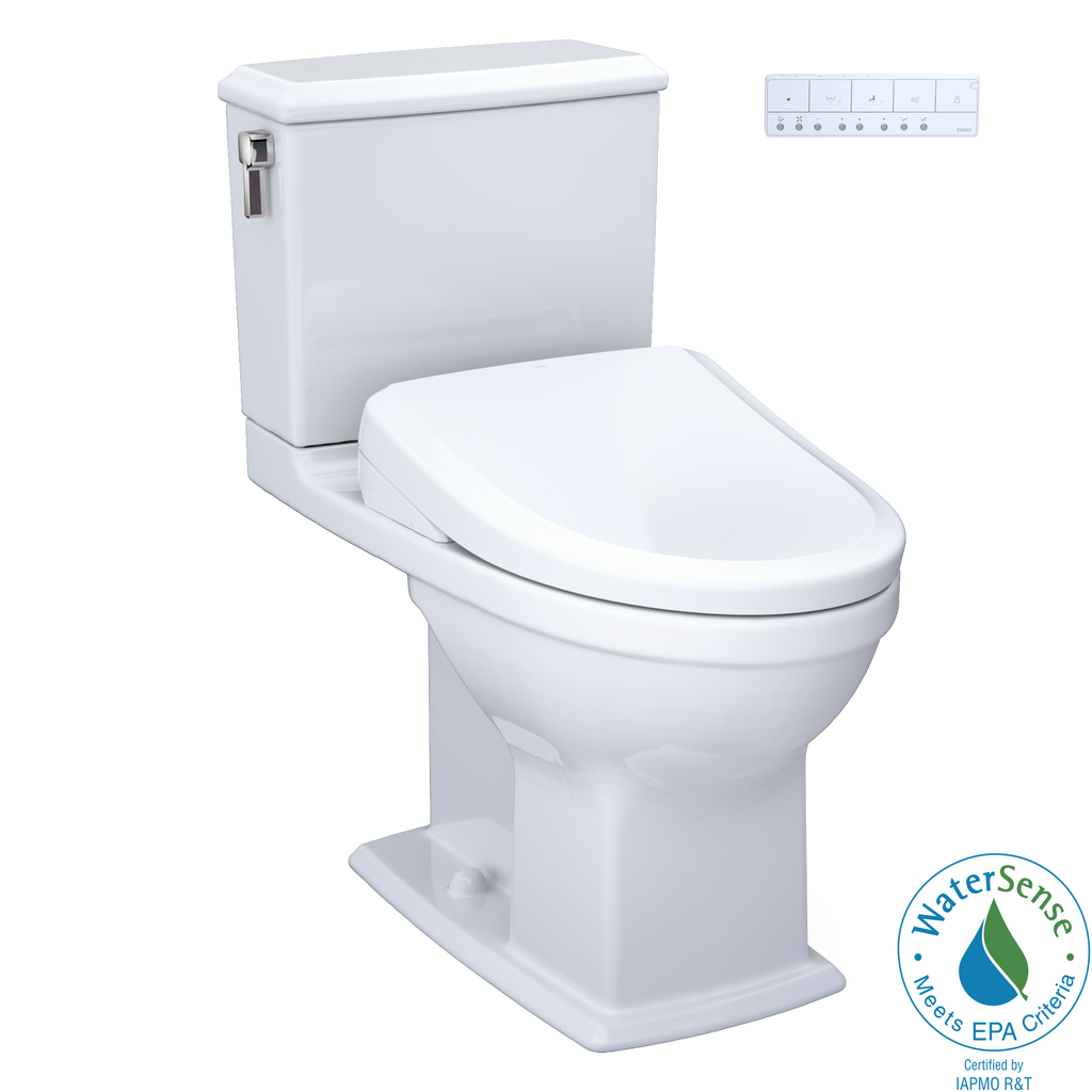 TOTO Washlet+ Connelly Two Piece Elongated Dual Flush 1.28 and 0.9 GPF Toilet - Classic Washlet S7A Bidet Seat with Auto Flush and Auto Open/Close Lid