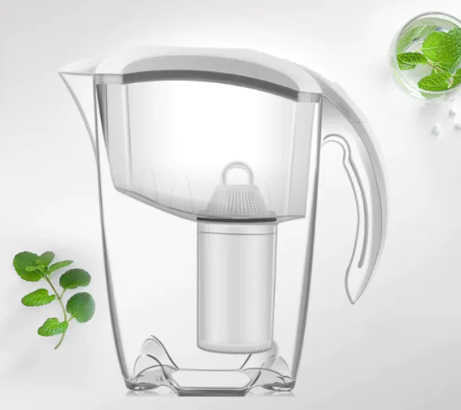 Activated Carbon Filter Kettle Water Purifier, 2.5L Capacity Glass Kettle with Carbon Filter – White