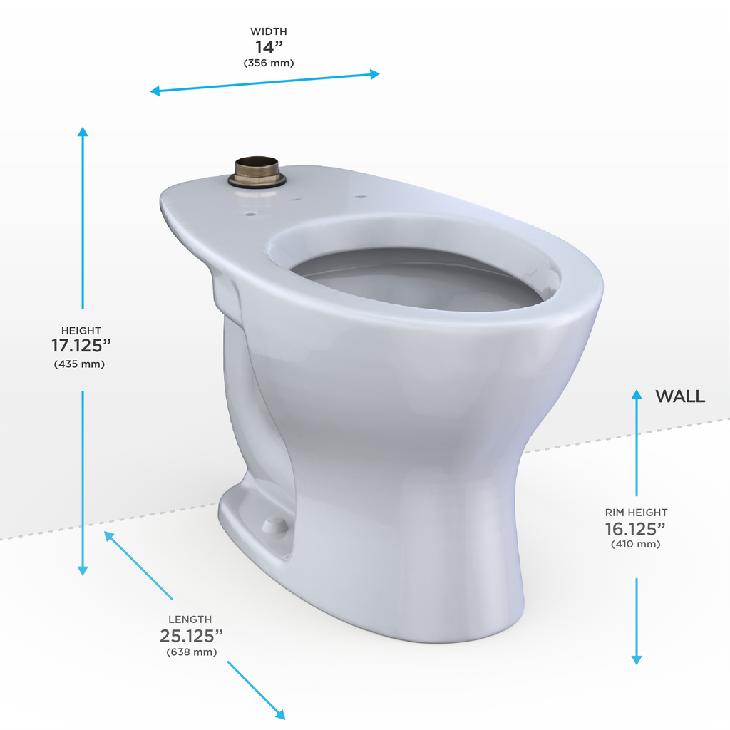 TOTO Tornado Flush Commercial Flushometer Floor Mounted Universal Height Toilet - Elongated