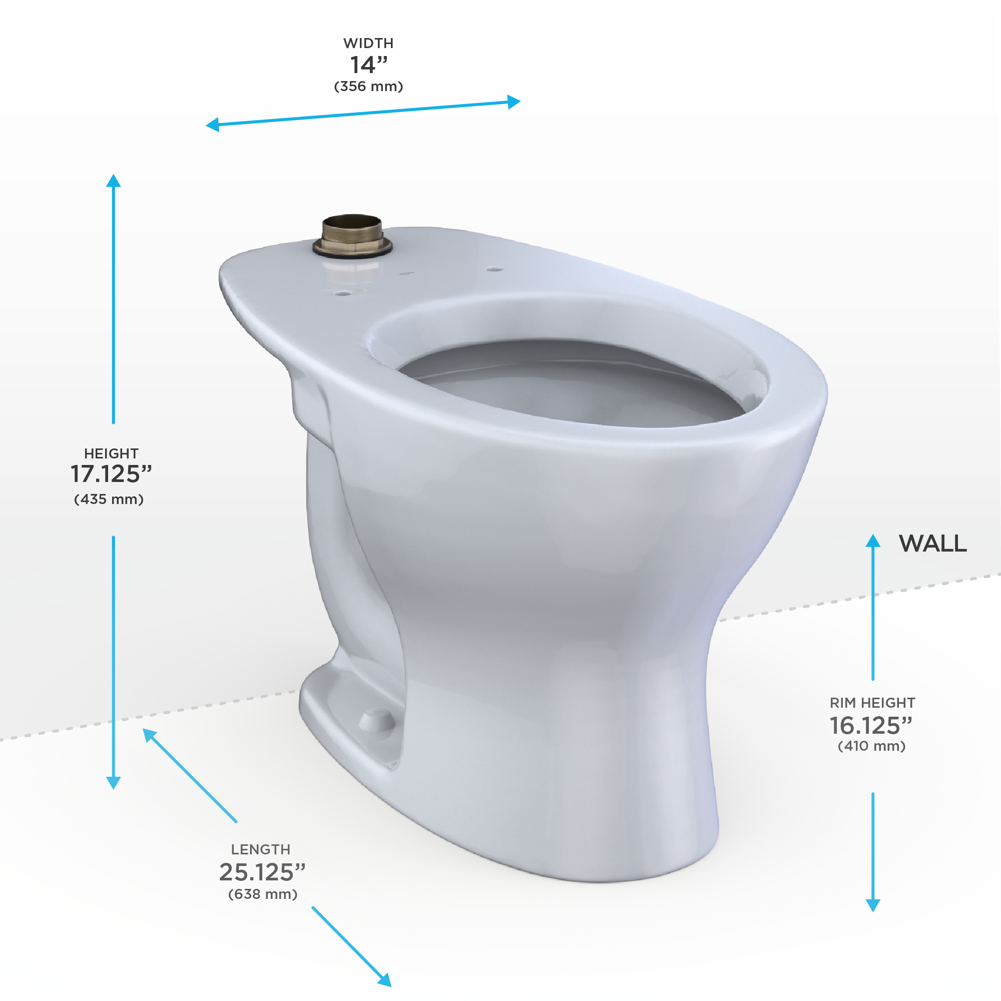 TOTO Tornado Flush Commercial Flushometer Floor Mounted Universal Height Toilet - Elongated