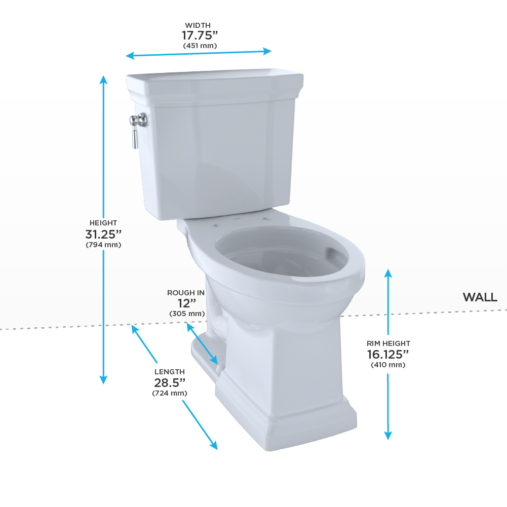 TOTO Promenade II Two Piece Elongated 1.28 GPF Universal Height Toilet