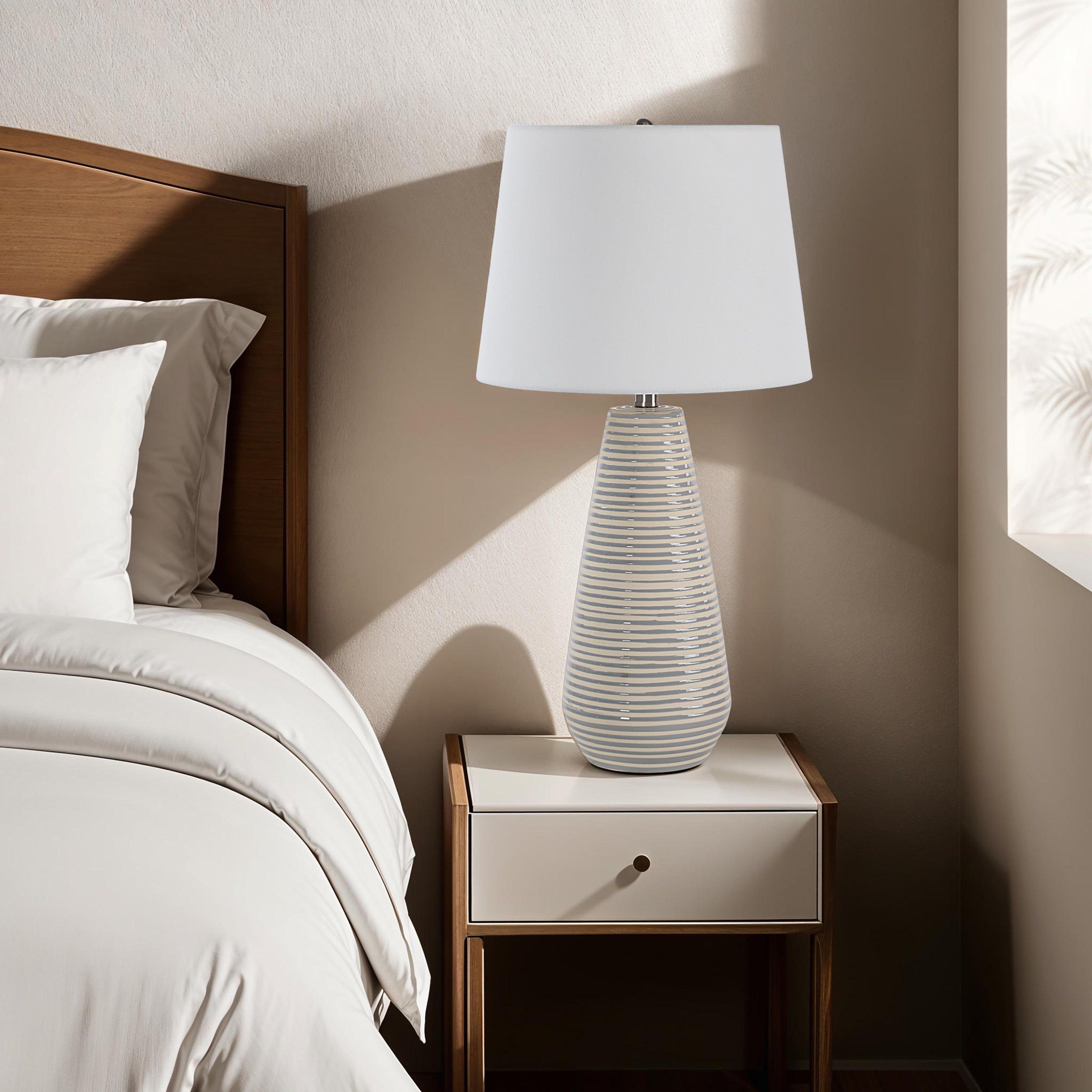 Everren Pera 26.25" Height Table Lamp - Gray And Ivory