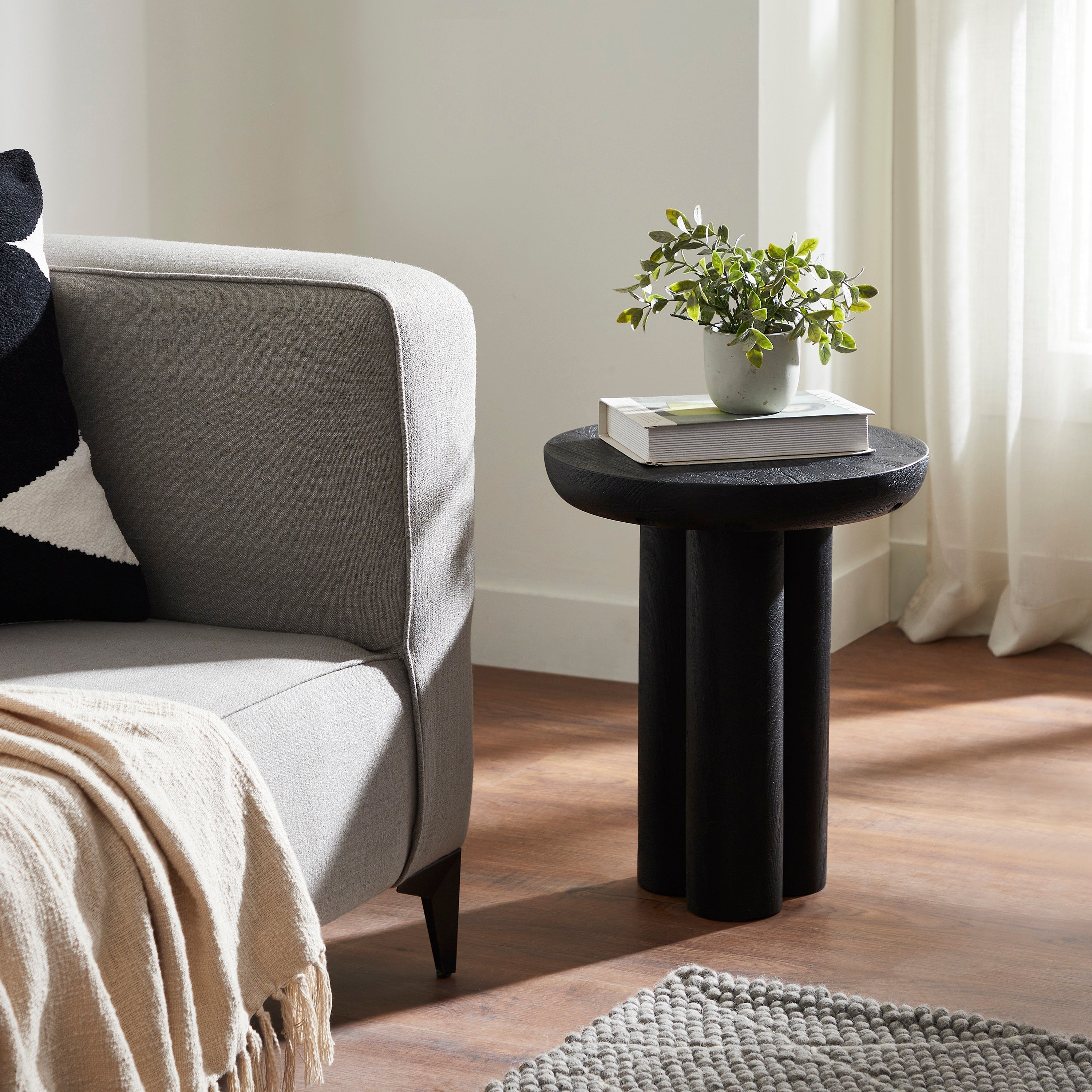 Renwil Quintin Indoor Mango Wood Side Table - Black