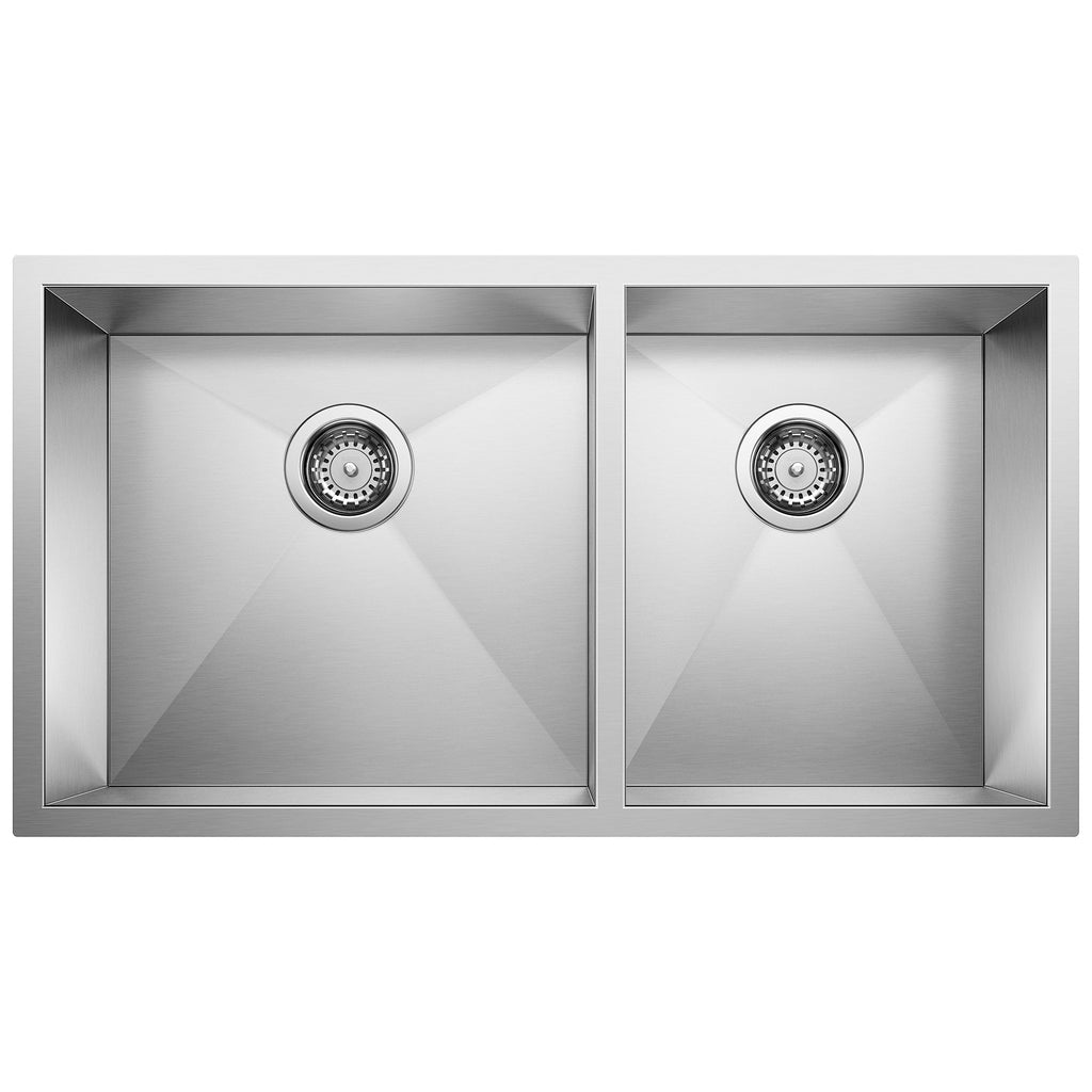 Blanco Radius R10 33" 60/40 Double Bowl Undermount Stainless Steel Kitchen Sink