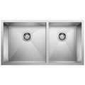 Blanco Radius R10 33" 60/40 Double Bowl Undermount Stainless Steel Kitchen Sink