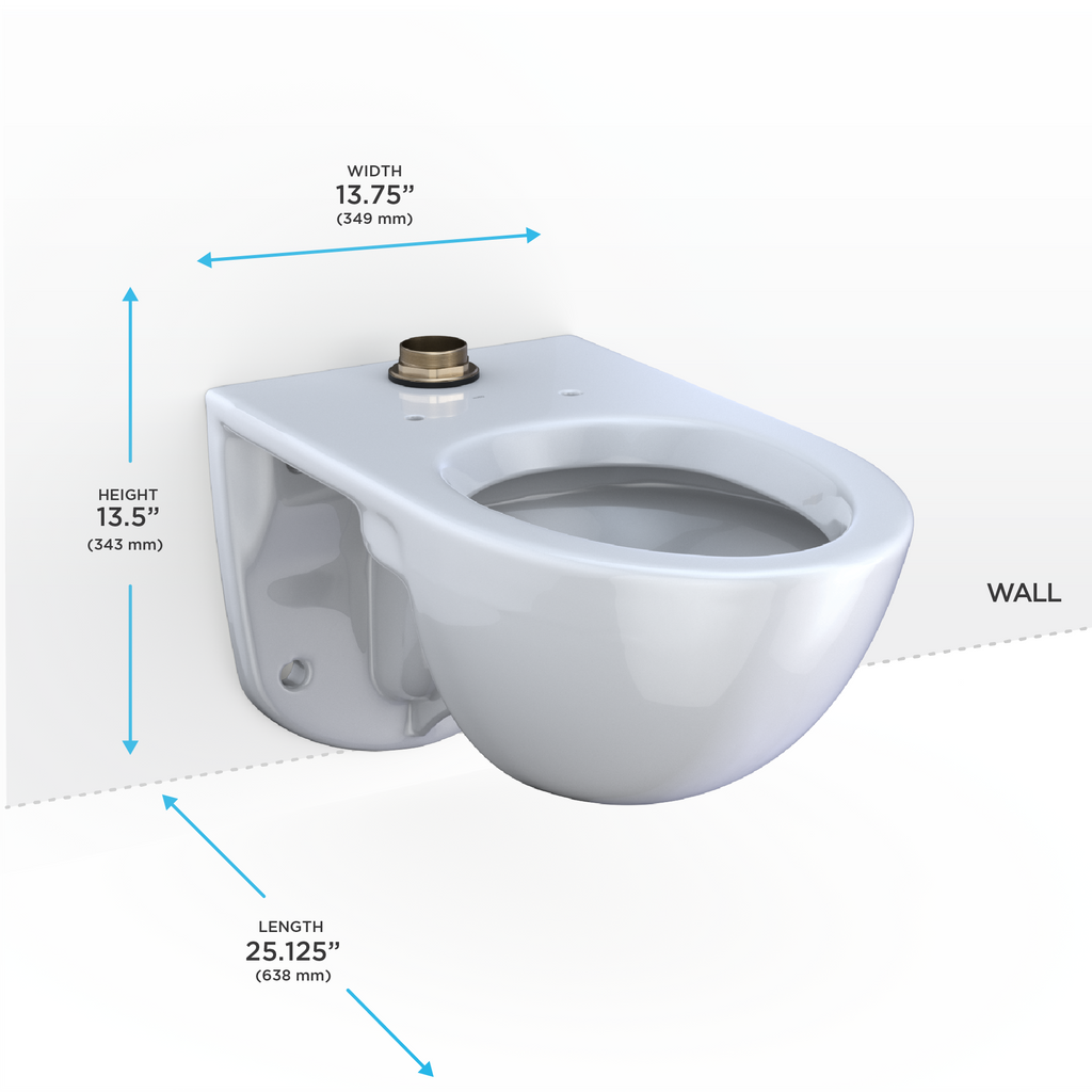 TOTO Tornado Flush Commercial Flushometer Wall Mounted Toilet with Cefiontect - Elongated