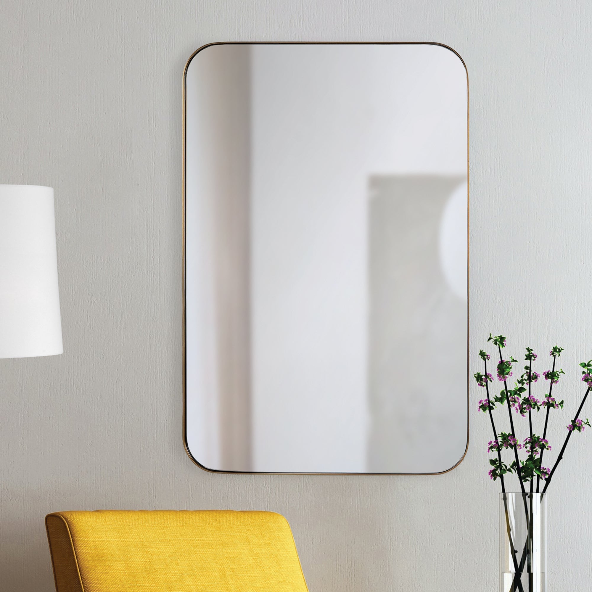 Renwil Edwin 36" Tall Rectangle Wall Mirror - Yellow