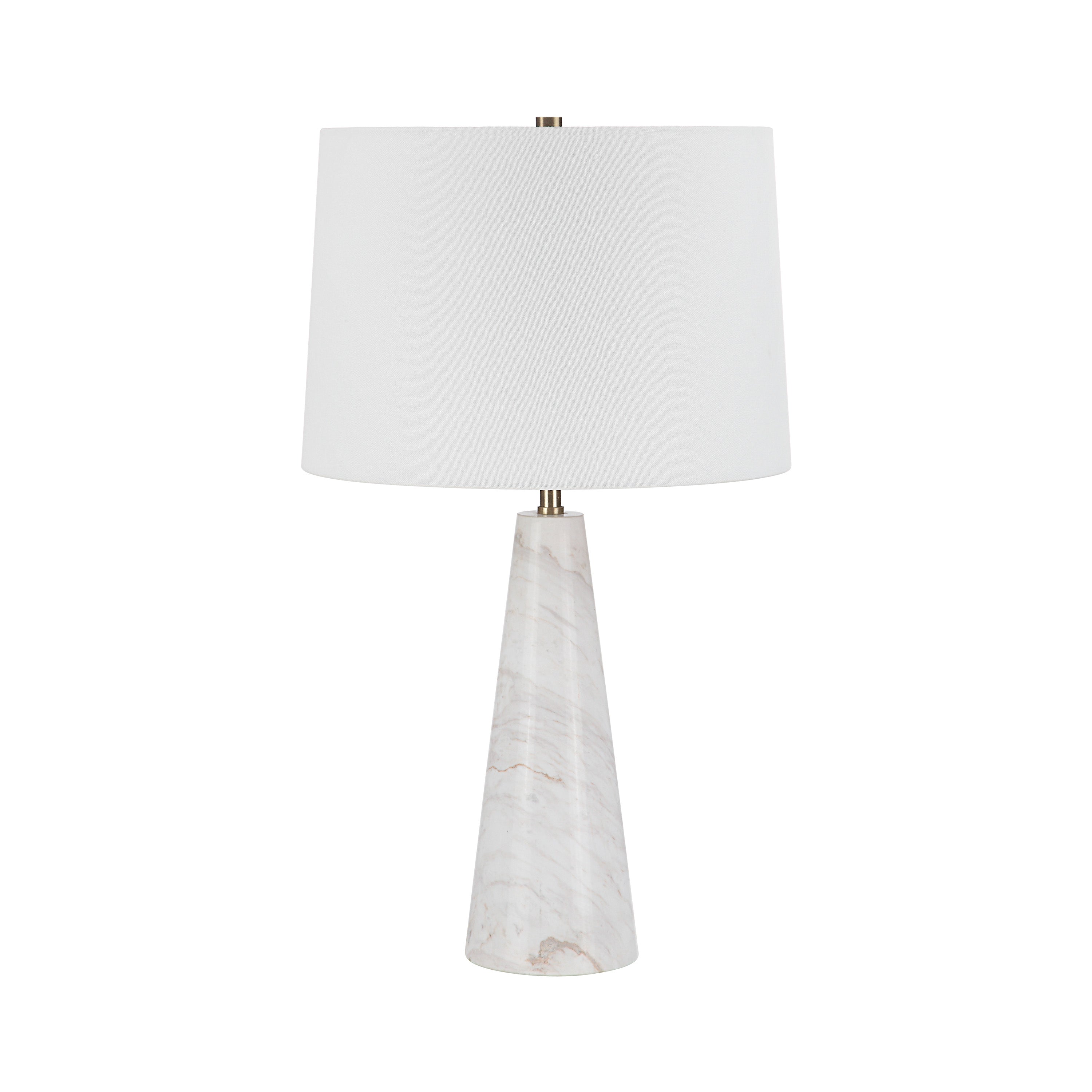 Renwil Vevey 25" Tall Plated Antique Brushed Brass Iron Table Lamp with Tapered Linen Shade