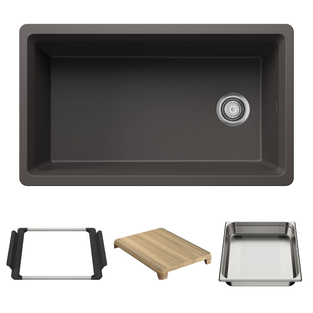 Blanco Inteos Silgranit 33" Single Bowl Reversible Undermount Workstation Kitchen Sink