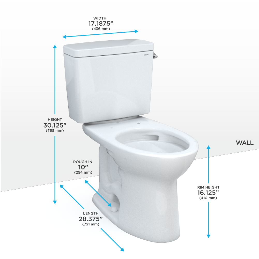 TOTO Drake Two Piece Elongated 1.28 GPF Universal Height Tornado Flush Toilet with Cefiontect and Right Hand Trip Lever - 10" Rough In