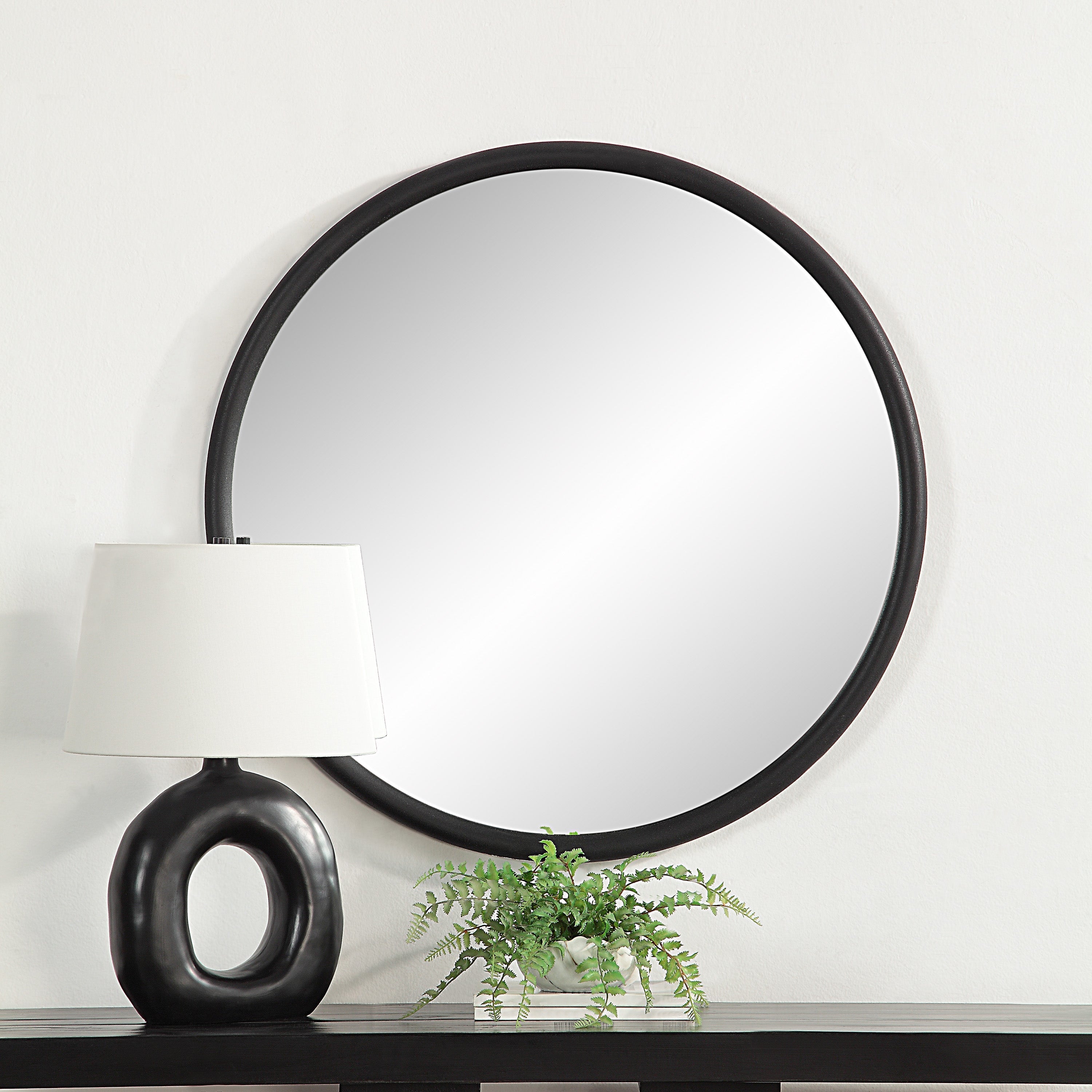 Renwil Namur 36" Tall Round Mirror - Matte Black