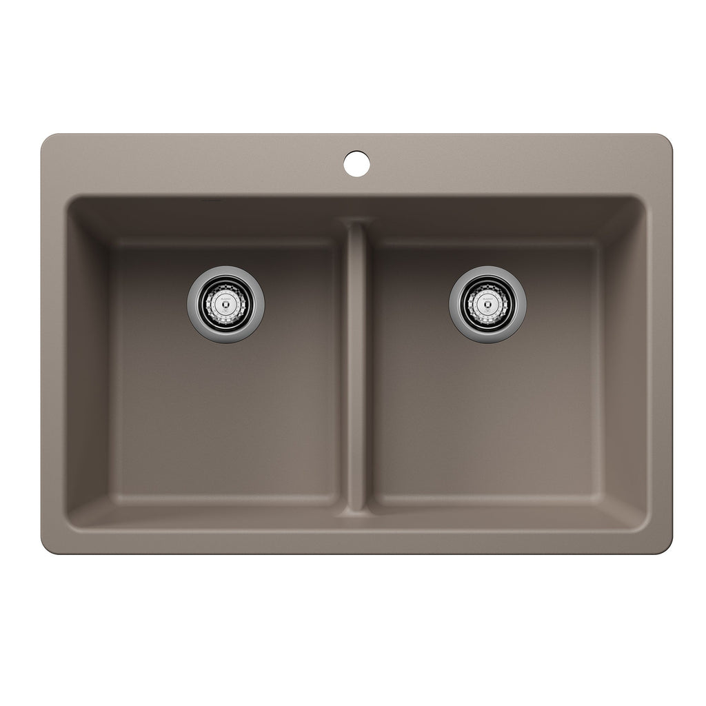 Blanco Liven Silgranit 33" 50/50 Double Bowl Dual Mount Kitchen Sink with Low Divide