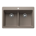 Blanco Liven Silgranit 33" 50/50 Double Bowl Dual Mount Kitchen Sink with Low Divide
