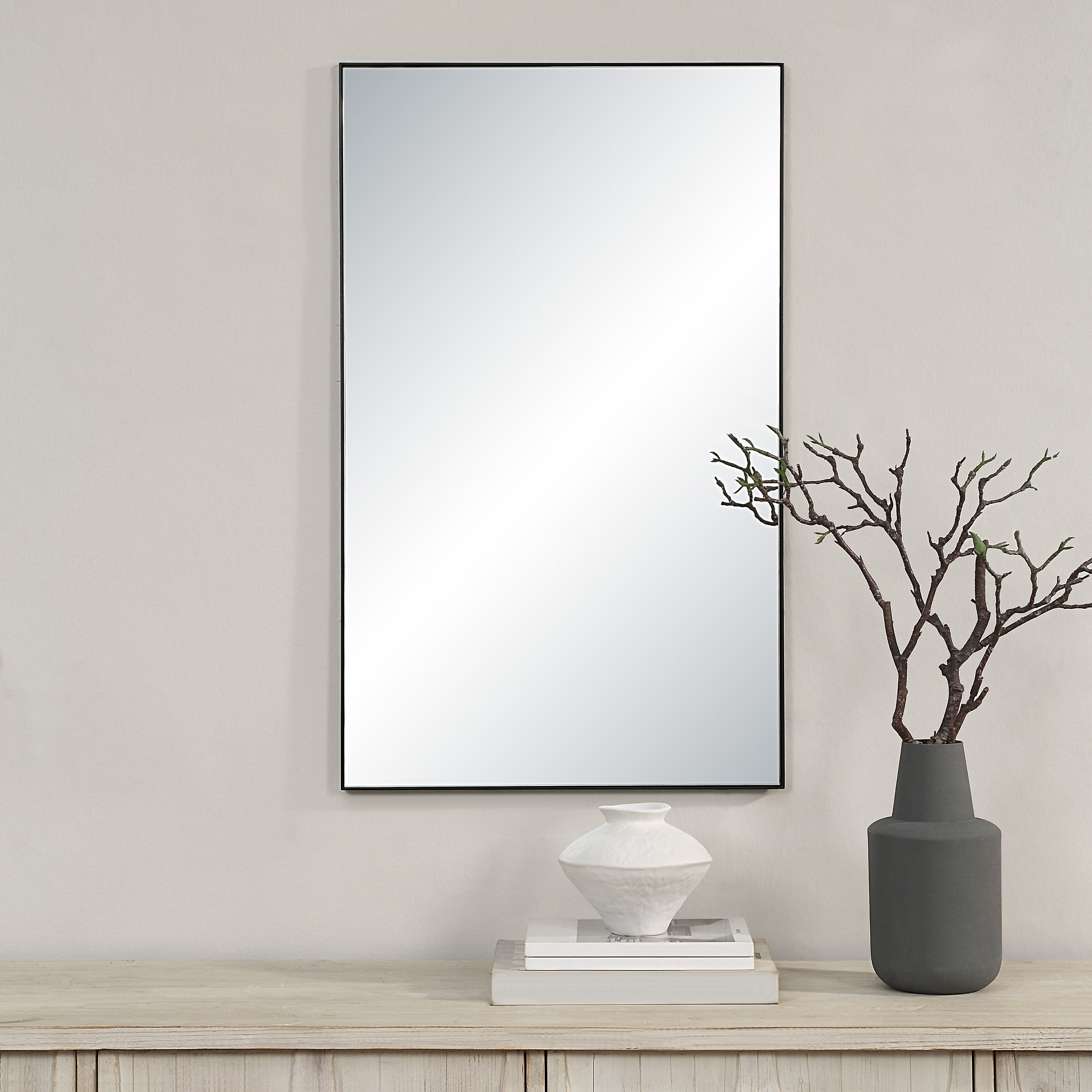 Renwil Loutro 36" H x 22" W Wall Mirror - Black