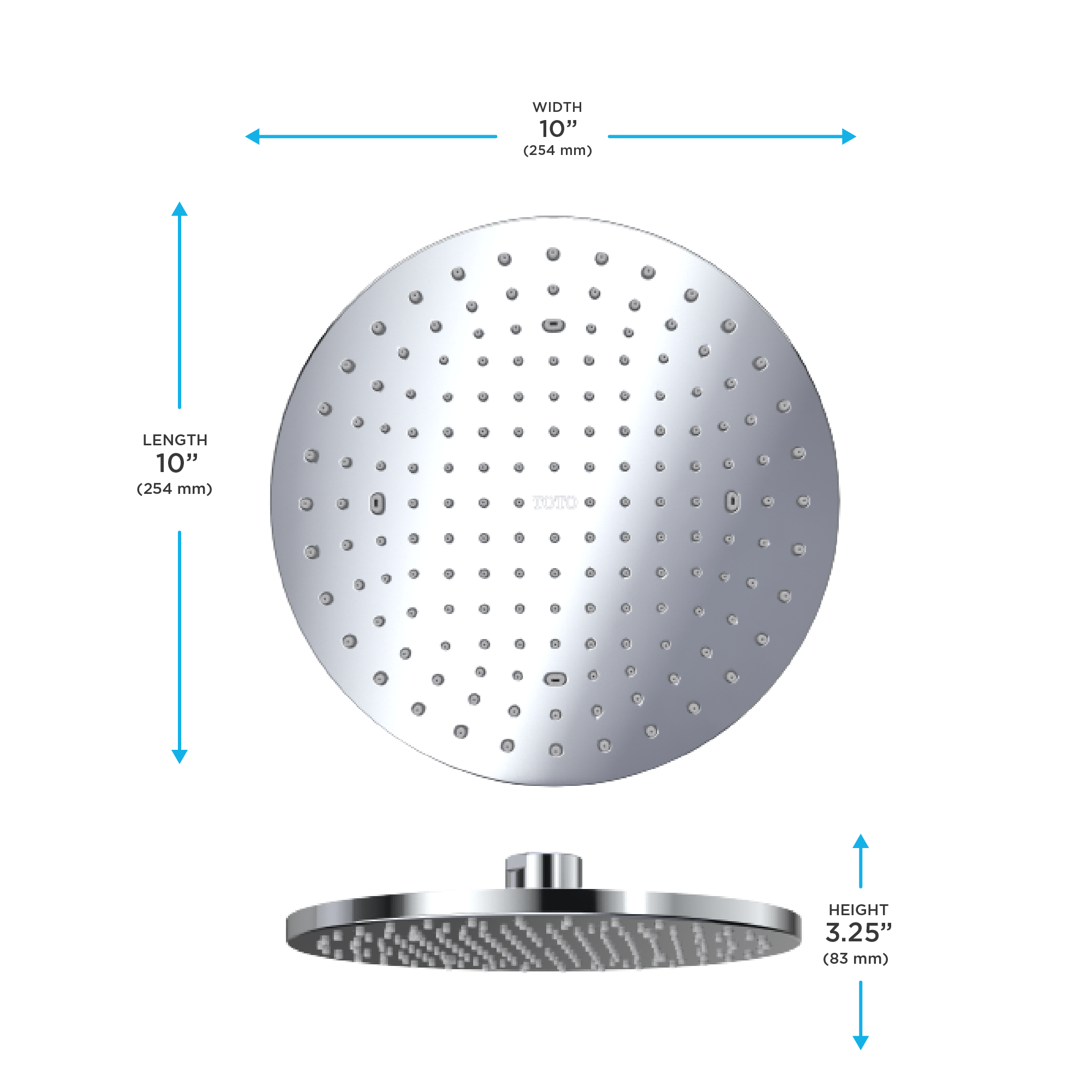 TOTO G Series 1.75 GPM Single Spray 10" Round Showerhead with Comfort Wave