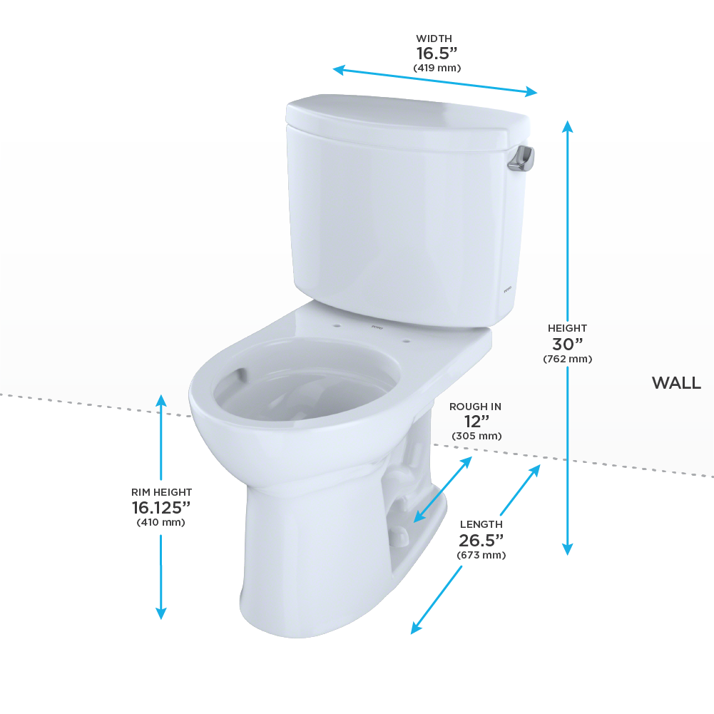 TOTO Drake II Two Piece Round 1.28 GPF Universal Height Toilet with Cefiontect and Right Hand Trip Lever