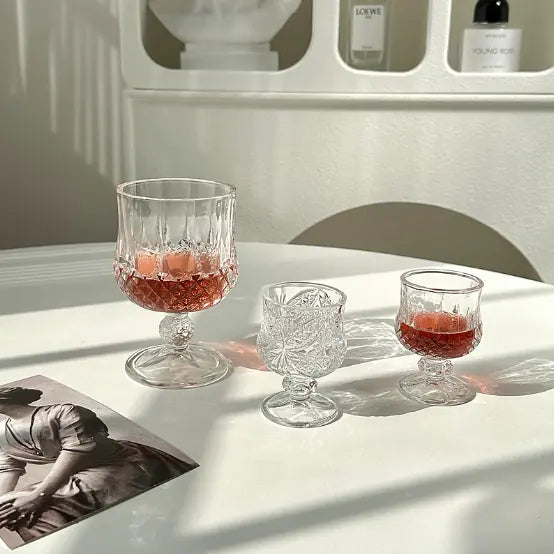 Vintage Thick Crystal Glass Wine and Champagne Cup Set