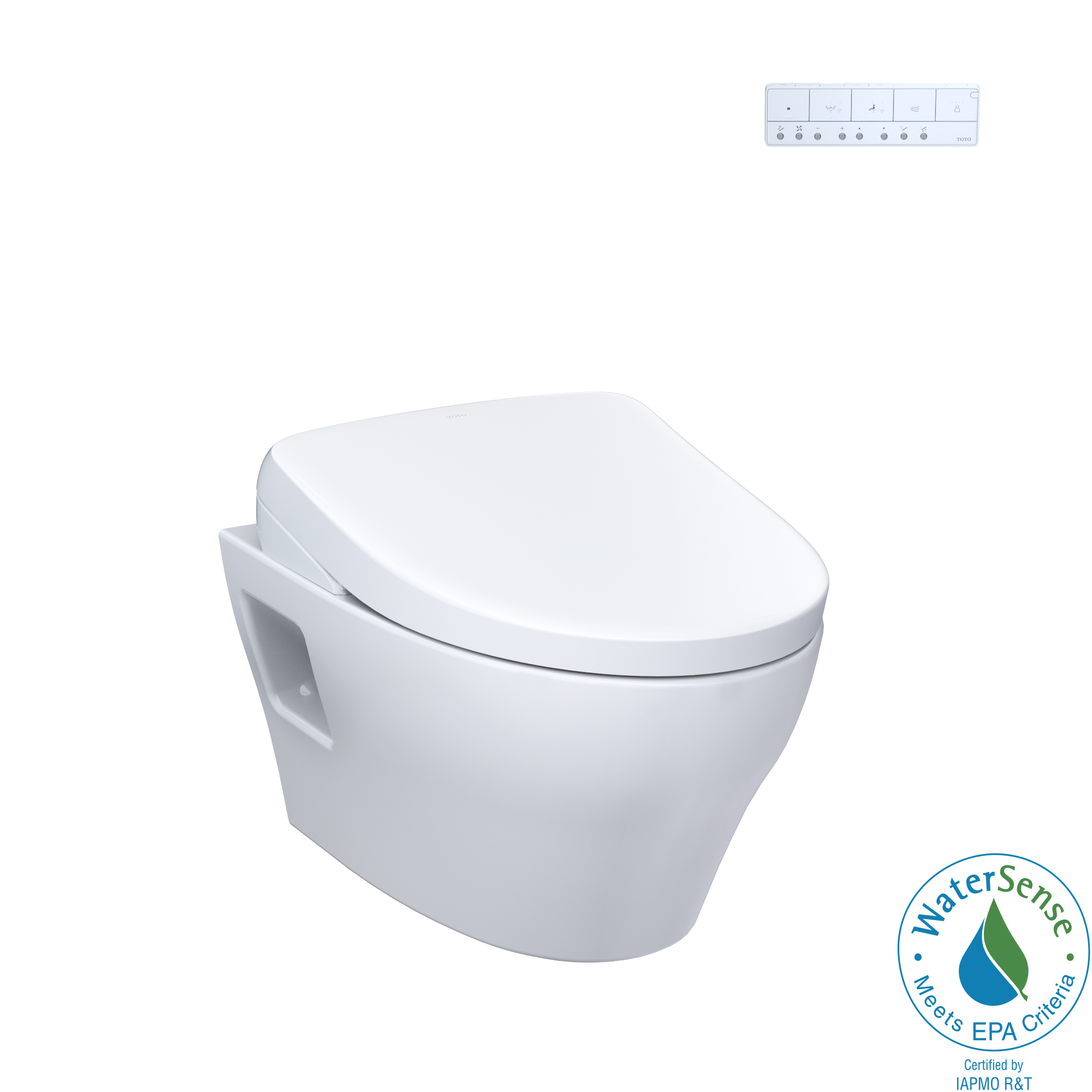 TOTO Washlet+ EP Wall Hung Elongated Toilet with S7 Contemporary Bidet Seat and Duofit In Wall 0.9 and 1.28 GPF Dual Flush Tank System