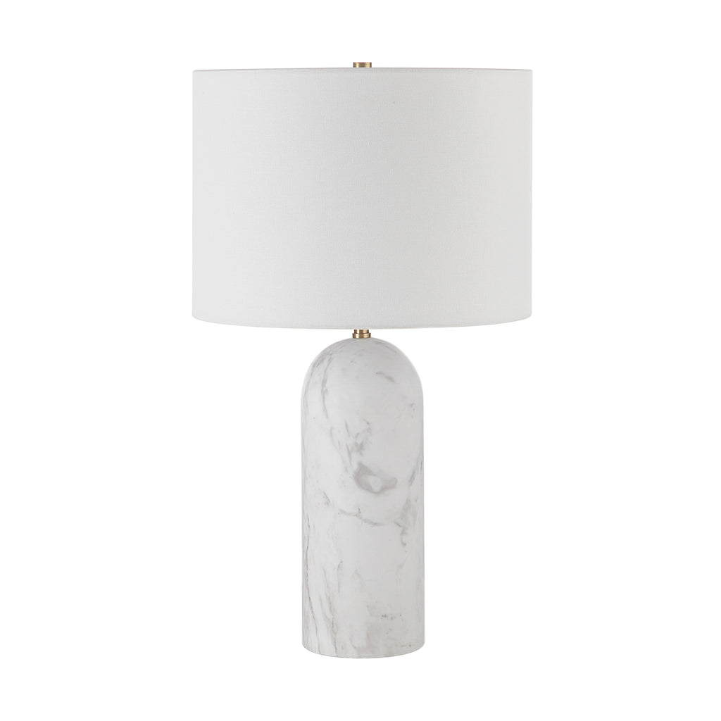 Renwil Beausoleil 25" Tall Satin Brass Iron Table Lamp with Drum Linen Shade
