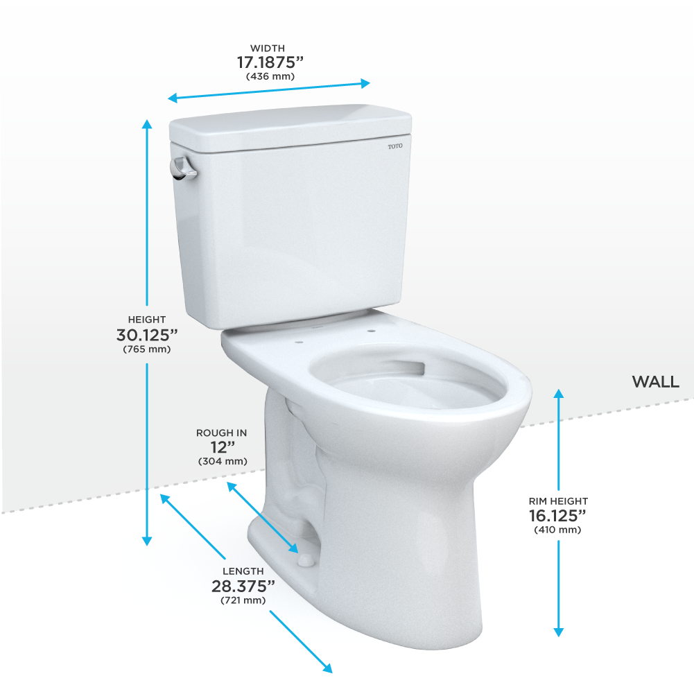 TOTO Drake Two Piece Elongated 1.28 GPF Universal Height Tornado Flush Toilet with Cefiontect