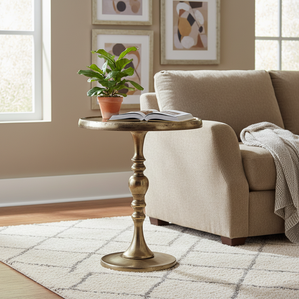 Renwil Romina Indoor Aluminum Table - Antique Brass