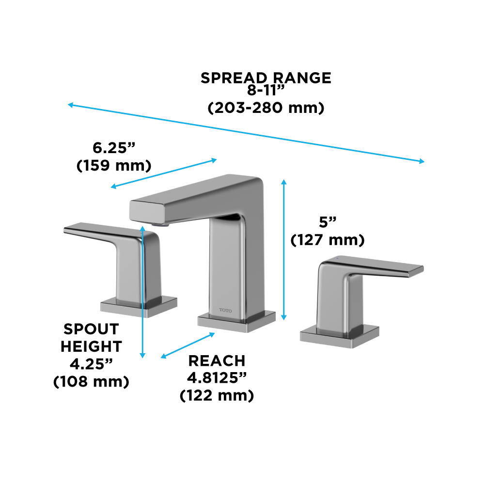 TOTO GB Series 1.2 GPM Two Handle Widespread Bathroom Sink Faucet with Drain Assembly