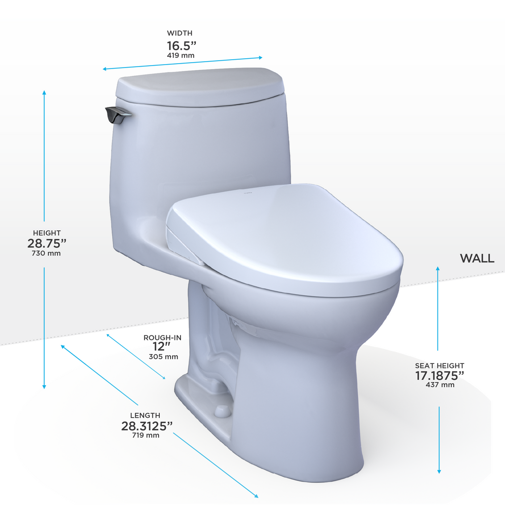 TOTO Washlet+ Ultramax II 1G One Piece Elongated 1.0 GPF Toilet with Auto Flush Washlet+ S7 Contemporary Bidet Seat