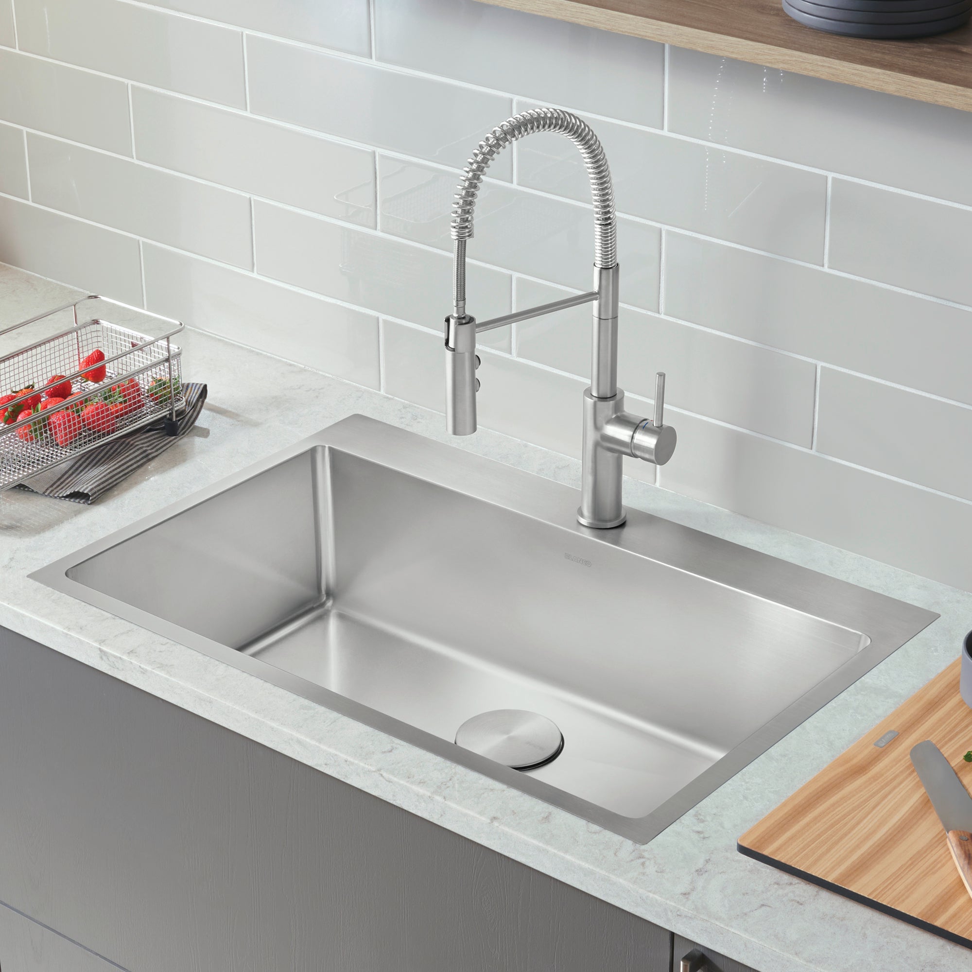 Blanco Quatrus R15 31" Single Bowl Dual Mount Stainless Steel Kitchen Sink